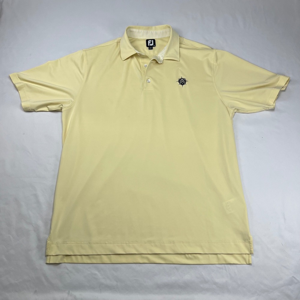 FootJoy FJ Mens XL Yellow Performance Golf Polo Shirt Short Sleeve CP Logo